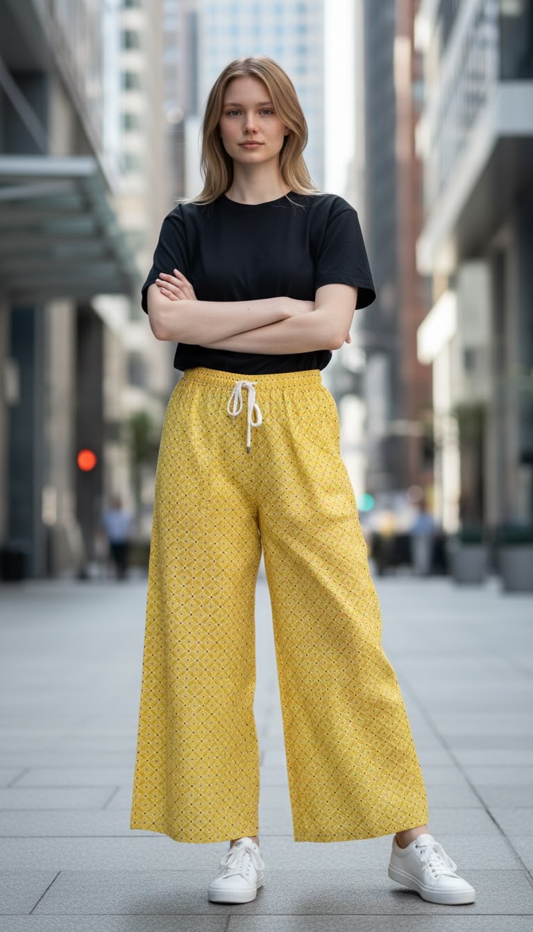 ROFIT Ladies Yellow Printed Plazo